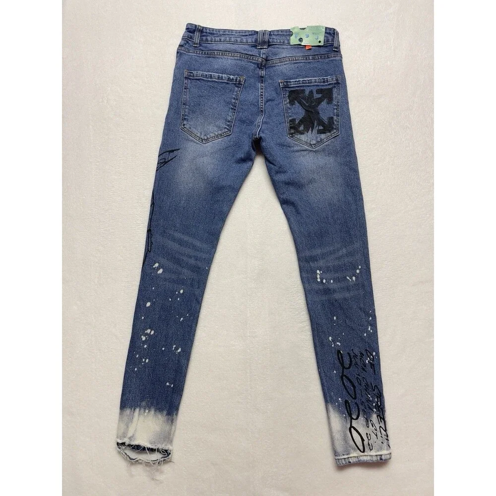 Off-White C/O Virgil Abloh Main Label Men’s Skinny Jeans Size 30 Made In Italy